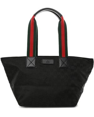 Gucci Black GG Canvas Coated Canvas Medium Web Handle Bucket Tote (authentic Pre-loved)
