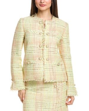 St. John Soft Prince Of Wales Plaid Jacket - Natural