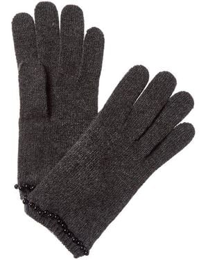 Portolano Pearls On Cuff Cashmere Gloves - Black