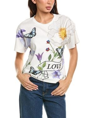 Alice + Olivia Evan Embellished Oversized T-Shirt - White