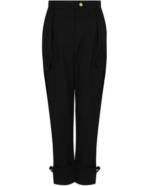McQueen Tapered Wool Cargo Trouser - Black
