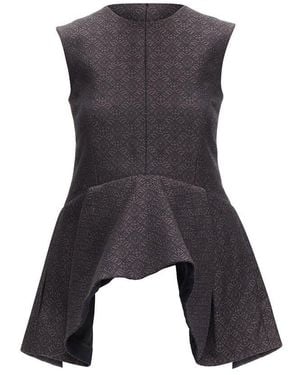 Celine Phoebe Philo Jacquard Waterfall Peplum Top, Size Fr (Authentic Pre- Loved) - Black