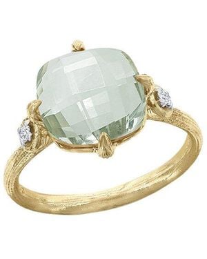 Reiss 14k 3.55 Ct. Tw. Diamond & Green Amethyst Cocktail Ring - Metallic
