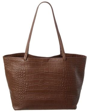 Tiffany & Fred Paris Croc-Embossed Leather Tote - Brown