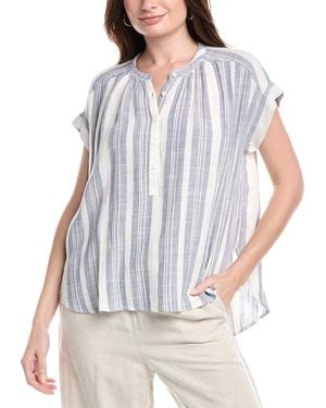 Splendid Raegan Linen-Blend Blouse - Gray