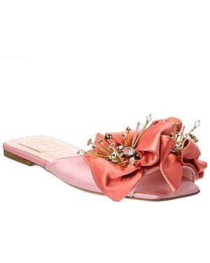 Roger Vivier Viv Fireflower Satin Sandal - Pink