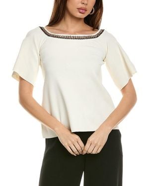 Stella McCartney Embroidered Compact Knit Top - Natural