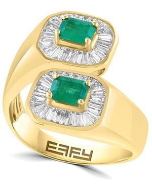 Effy Fine Jewelry 14K 1.77 Ct. Tw. Diamond & Emerald Ring - Metallic