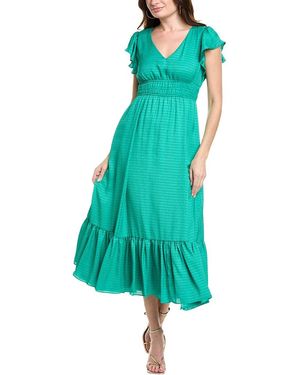 Taylor Satin Escada Stripe Jacquard Maxi Dress - Green