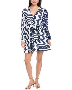 MILLY Liv Pleated Satin Mini Dress - Blue