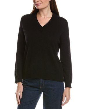 Hannah Rose Basic V-Neck 100% Cashmere Jumper - Black