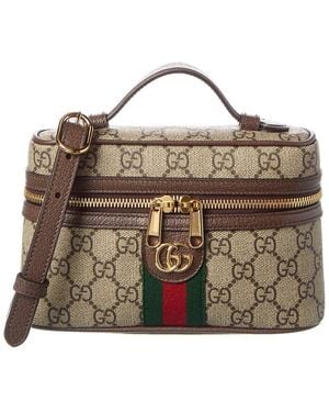 Gucci Ophidia Mini GG Supreme Canvas & Leather Cosmetic Case - Brown