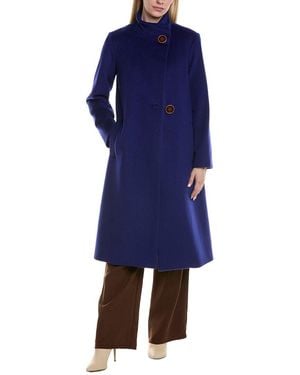 Fleurette Wool-Blend Coat - Blue