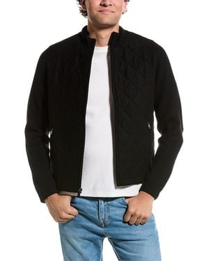 Amicale Cashmere Woven Zip Mock Wool & Cashmere-Blend Jacket - Black