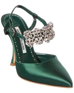 Manolo Blahnik Mabina 105 Satin Pump - Green
