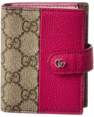 Gucci Floral Gg Supreme Canvas & Leather Card Holder - Pink