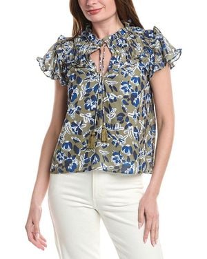 Sail To Sable Flutter Sleeve Top - Blue
