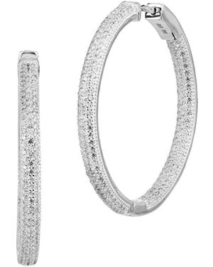 Savvy Cie Silver Cz Inside Out Hoops - White
