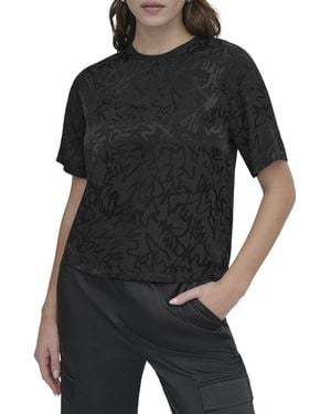 DKNY Scribble Logo Jacquard Top - Black