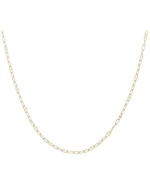 Italian Gold 10K Mirror Flat Link Station Paperclip Necklace - Metallic