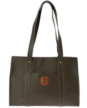 Celine Vintage Macadam Pvc Tote Shoulder Bag (authentic Pre-loved) - Brown