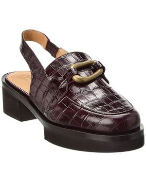 FRAME Le Begonia Croc-embossed Leather Slingback Loafer - Brown
