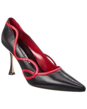 Manolo Blahnik Ansaki 90 Leather Pump - Red