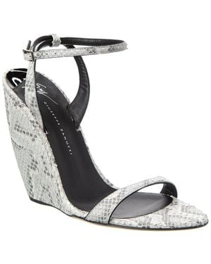 Giuseppe Zanotti Clandestino 105 Snakeskin Wedge Sandal - Metallic