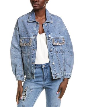 Joseph Ribkoff Crystal Embellished Denim Jacket - Blue