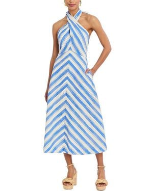 mestiza Copacabana Halter Linen-Blend Midi Dress - Blue