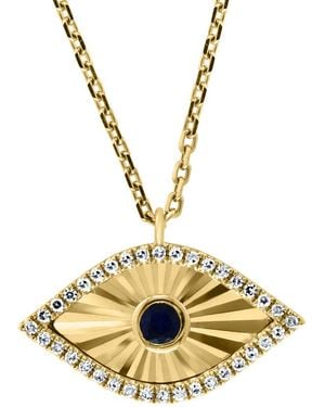 Effy Fine Jewelry 14K 0.24 Ct. Tw. Diamond & Sapphire Necklace - Metallic