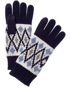 Sofiacashmere Sofiacashmere Fairisle Lurex Wool & Cashmere-Blend Glove - Blue