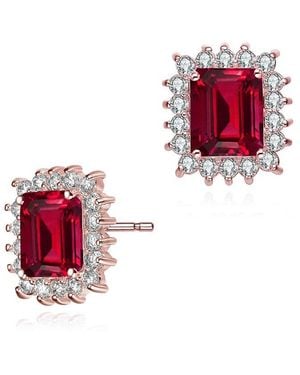 Genevive Jewelry 18k Rose Gold Plated Earrings - Red