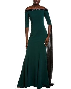 Rene Ruiz Sequin Crepe Gown - Green