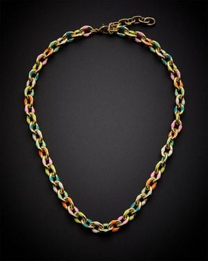 Juvell 18k Plated Enamel Link Necklace - Black