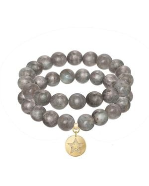 Rachel Reinhardt Jewelry 14K Over Labradorite Cz Star Medallion Stretch Bracelet - Metallic