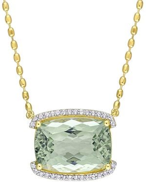 Rina Limor Gold Over Silver Silver 16.64 Ct. Tw. Green Quartz & White Topaz Pendant Necklace - Metallic