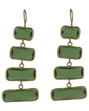 Ebru Jewelry Plated Cat Eye Dangle Earrings - Green