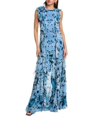 Marchesa Printed Maxi Dress - Blue