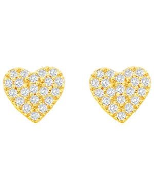 Suzy Levian 14k 0.09 Ct. Tw. Diamond Heart Earrings - Metallic
