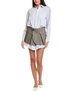 Astr Mixed Media Shirtdress - Grey