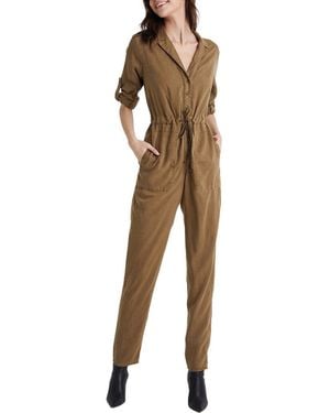 Bella Dahl Roll Tab Sleeve Jumpsuit - Natural