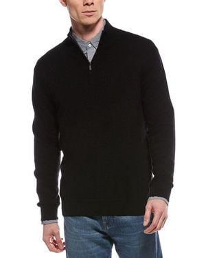 Forte Cashmere Mock Neck Cashmere 1/4-Zip Jumper - Black