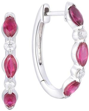 Gregg Ruth 14K 1.16 Ct. Tw. Diamond & Ruby Huggie Earring - Pink