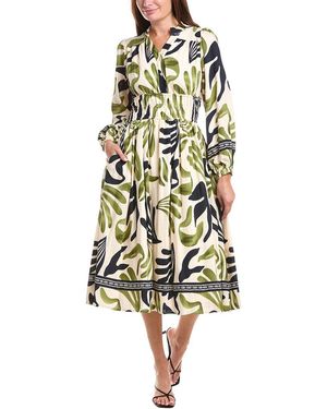 Gracia Elastic Waist Printed Dress - White