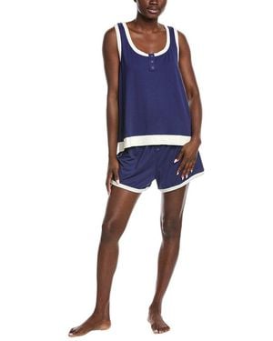 Badgley Mischka 2pc Yummy Henley Shirt & Short Set - Blue
