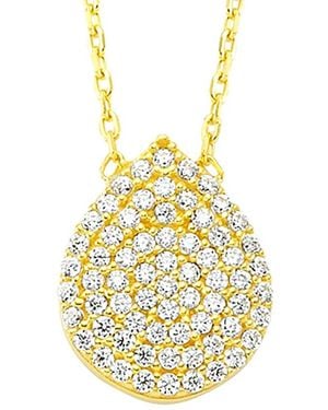Amorium 18k Plated Cz Drop Necklace - Metallic