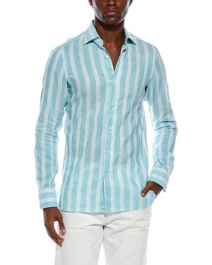 Isaia Linen-Blend Dress Shirt - Blue