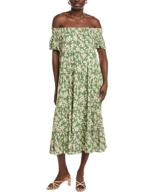 Marion Printed Floral Midi Dress - Green