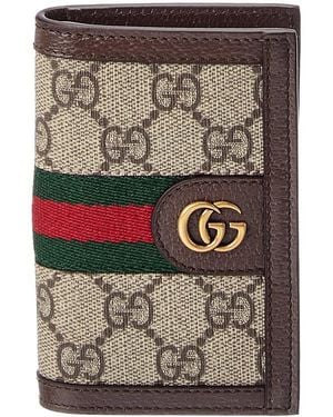 Gucci GG Supreme Canvas & Leather Card Case - Grey